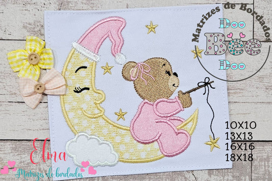 Matriz de Bordado Ursinha na Lua – Aplique