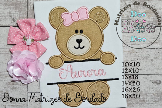 Matriz de Bordado Ursinha Encantadora para Personalizar – Aplique