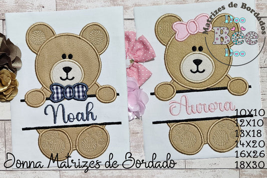 Matriz de Bordado Ursinhos Personalizáveis para Nome – Aplique