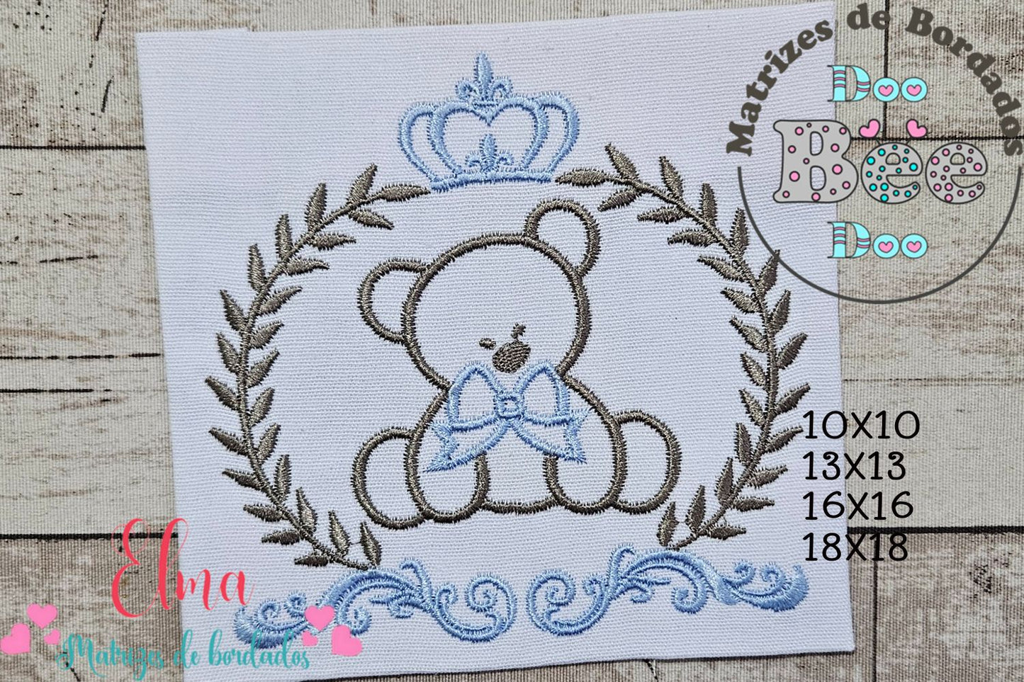 Matriz de Bordado Urso Coroado – Ponto Satim