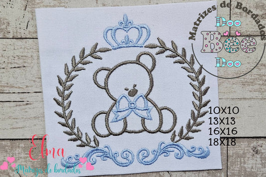 Matriz de Bordado Urso Coroado – Ponto Satim