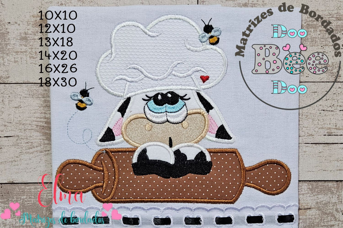 Matriz de Bordado Vaquinha Confeiteira – Aplique