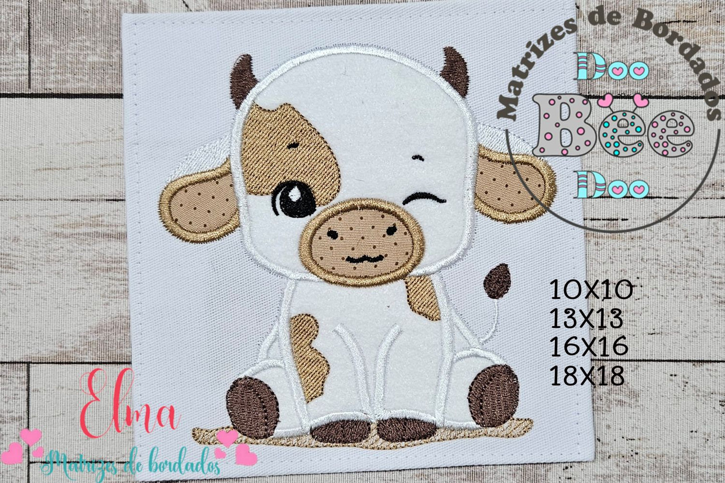 Matriz de Bordado Vaquinha Fofa Piscando – Aplique