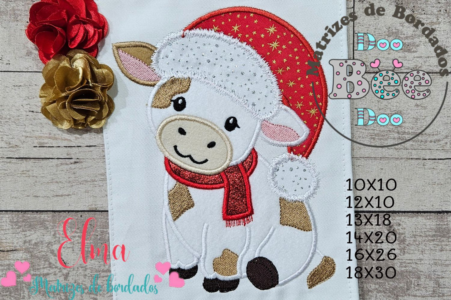 Matriz de Bordado Vaquinha Noel – Aplique