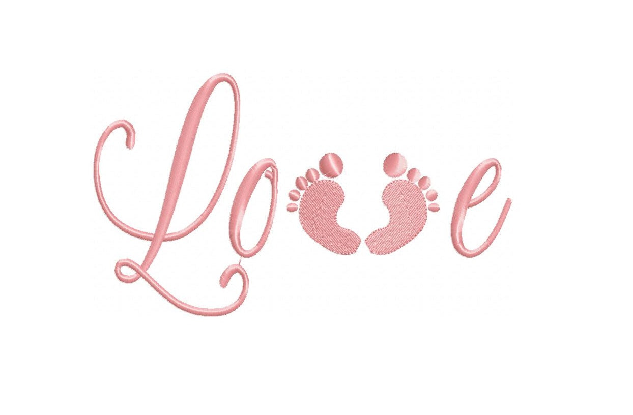 Matriz de Bordado Palavra Love com Pézinhos – Ponto Cheio