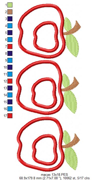 Matriz de Bordado Maçãs Vermelhas – Aplique Perfeito para Panos