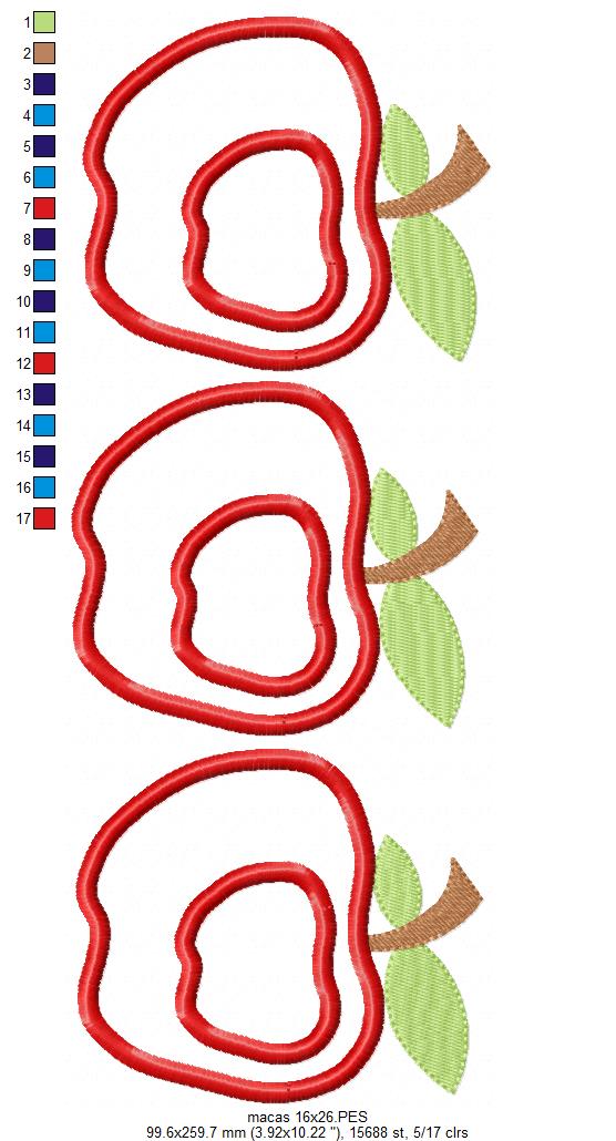 Matriz de Bordado Maçãs Vermelhas – Aplique Perfeito para Panos