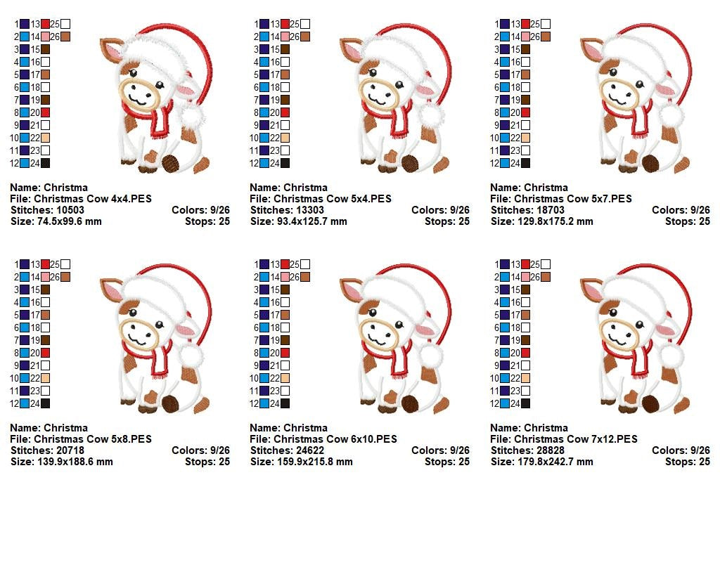 Matriz de Bordado Vaquinha Noel – Aplique