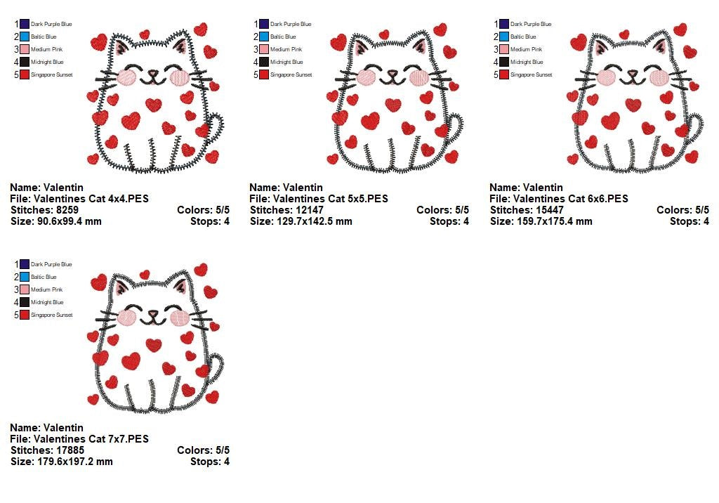 Matriz de Bordado Gatinho do Amor – Aplique - Zigzag