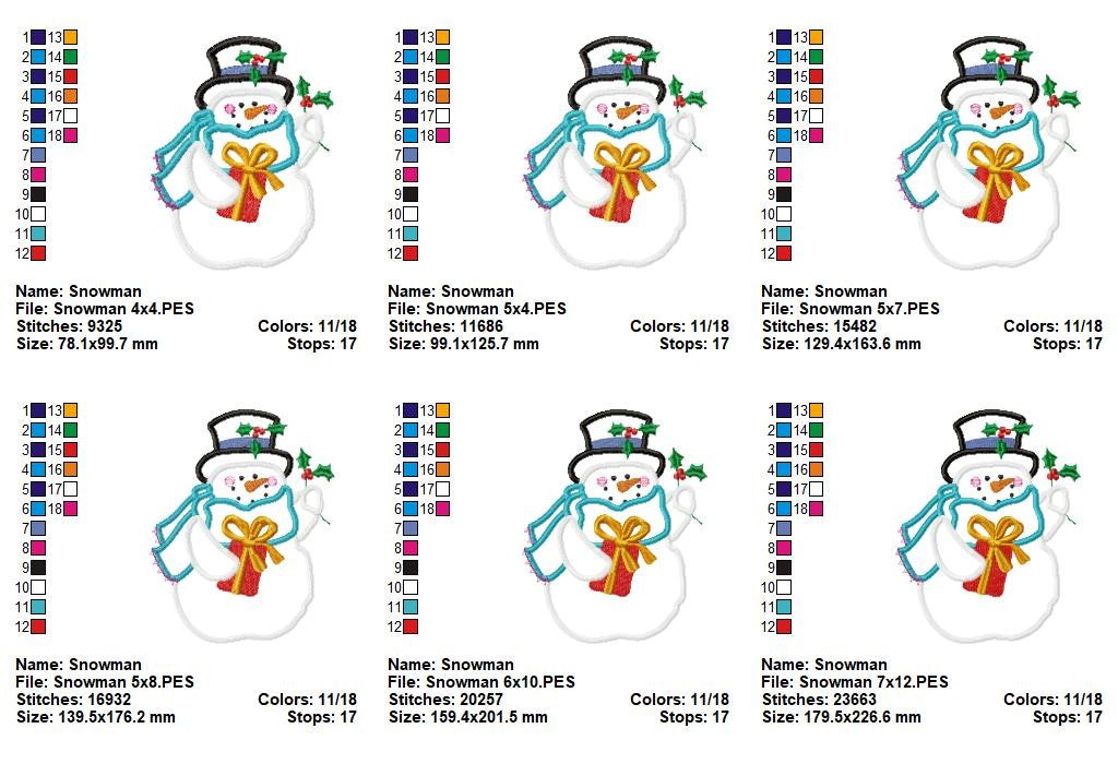 Matriz de Bordado Boneco de Neve com Presente e Cachecol – Aplique