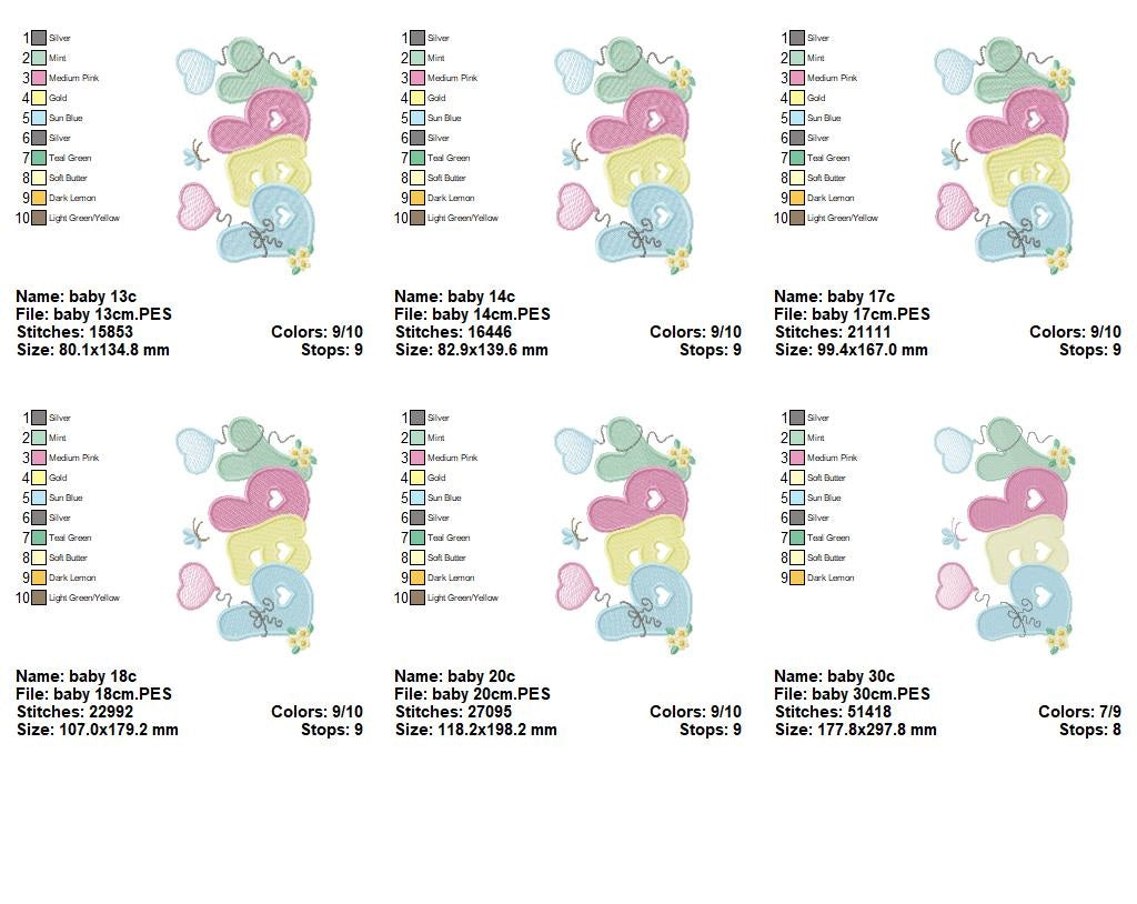 Matriz de Bordado Baby Colorido com Detalhes Delicados – Ponto Cheio
