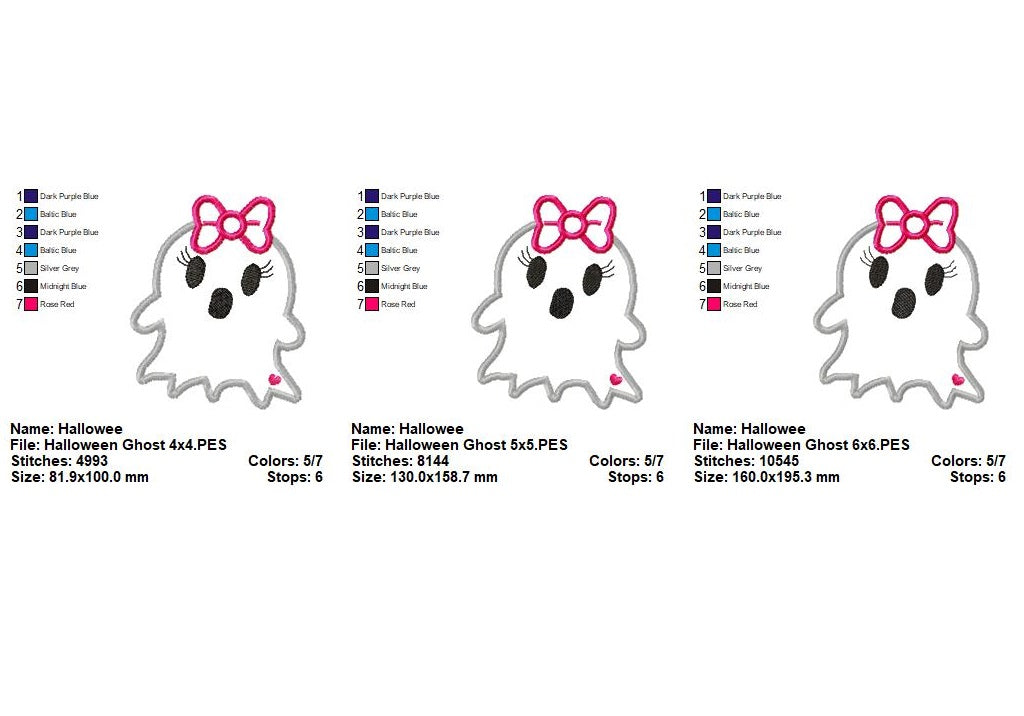 Matriz de Bordado Fantasminha com Laço – Aplique