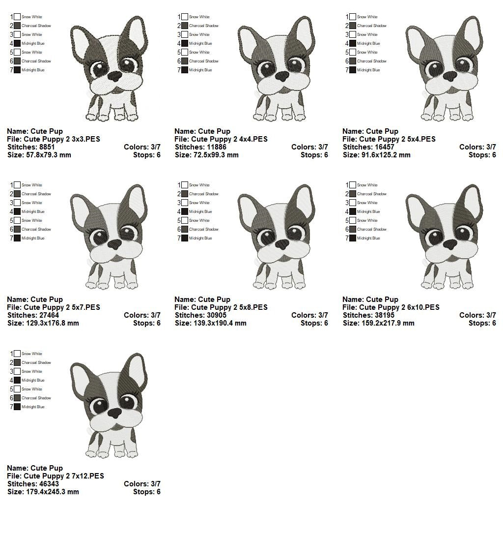 Matriz de Bordado Cachorrinho Bulldog Fofo – Ponto Cheio