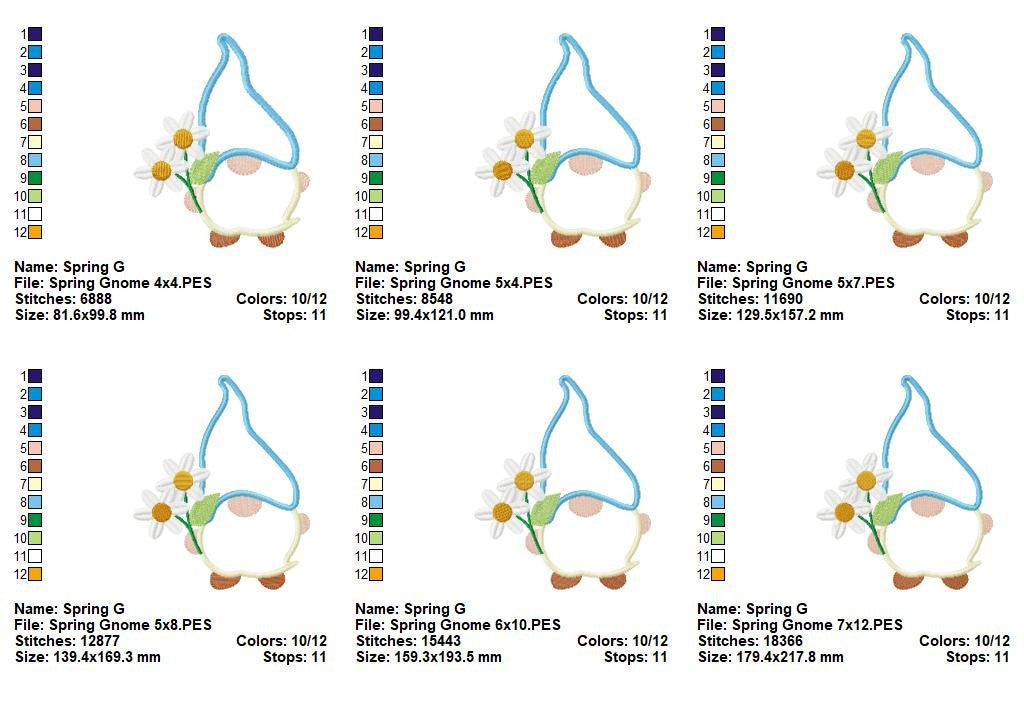 Matriz de Bordado Gnomo com Margaridas – Aplique