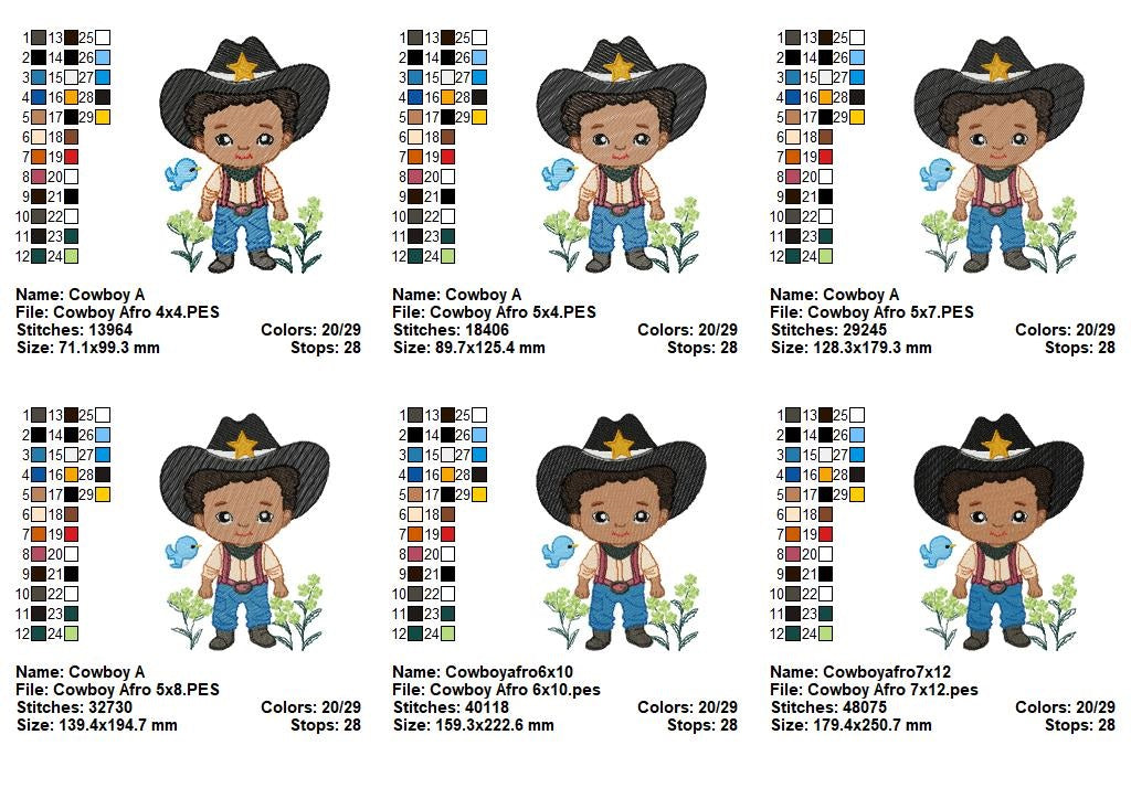 Matriz de Bordado Cowboy Cacheado com Chapéu Estrela – Ponto Cheio