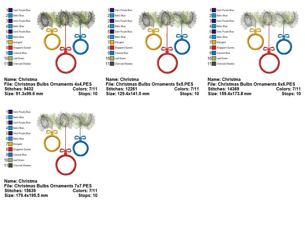 Matriz de Bordado Bolas de Natal - Aplique