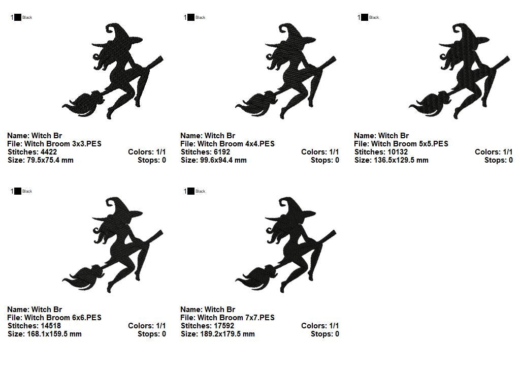 Matriz de Bordado Bruxinha Voadora no Céu – Ponto Cheio