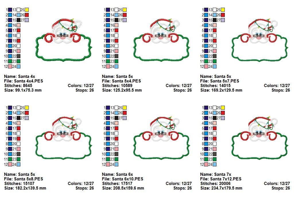 Matriz de Bordado Papai Noel com Plaquinha – Aplique