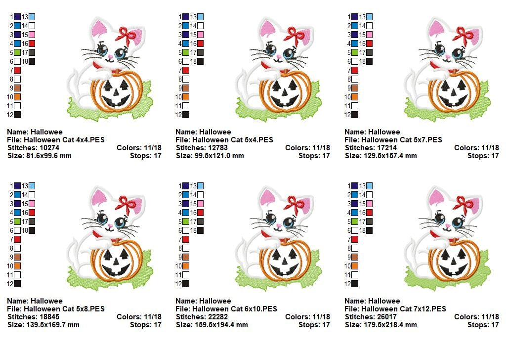Matriz de Bordado Gatinha com Abóbora – Aplique