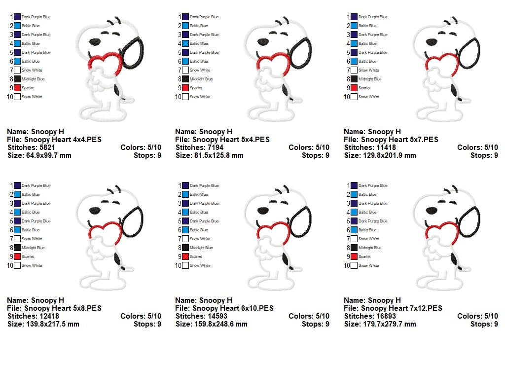 Matriz de Bordado Snoopy do Amor – Aplique