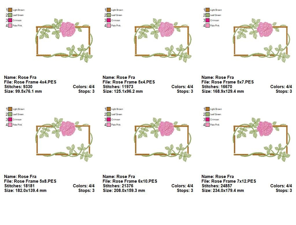 Matriz de Bordado Moldura Elegante com Rosa – Ponto Cheio
