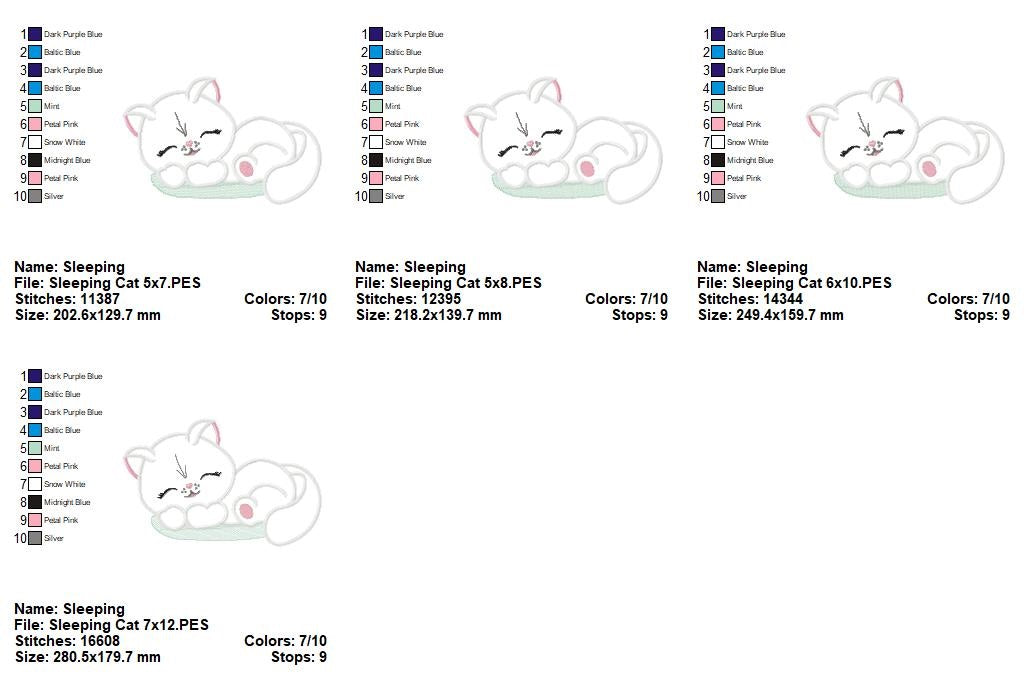 Matriz de Bordado Gatinho Dorminhoco – Aplique