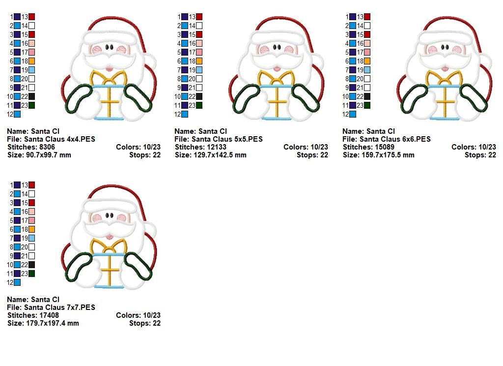 Matriz de Bordado Papai Noel com Presente - Aplique