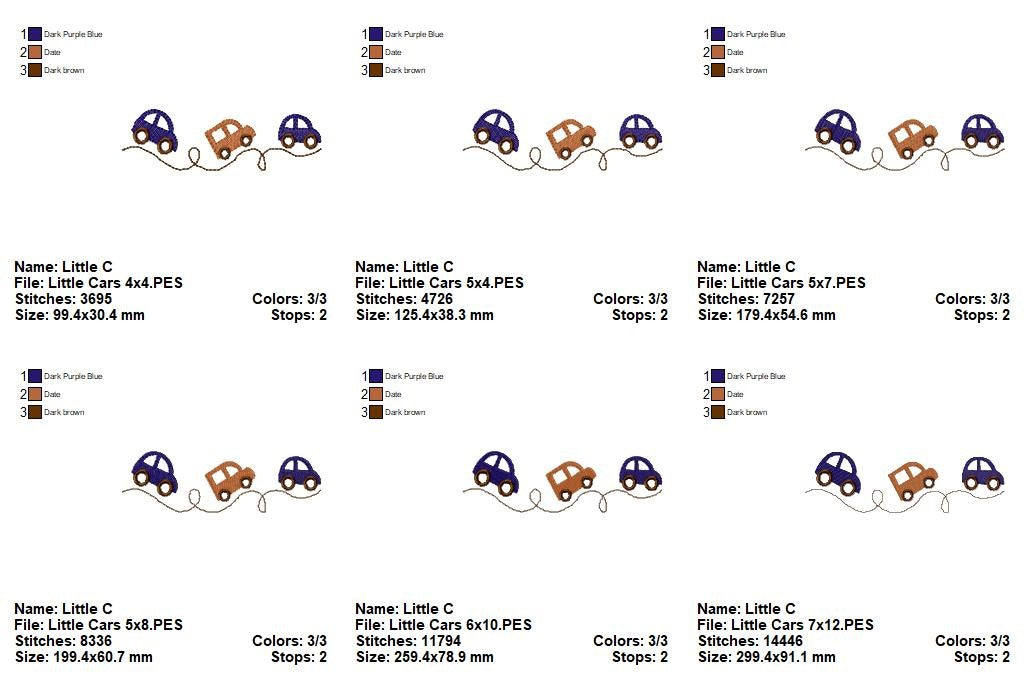 Matriz de Bordado Carrinhos na Estrada – Ponto Cheio