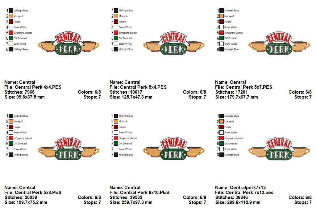 Matriz de Bordado Central Perk Inspirado – Ponto Cheio