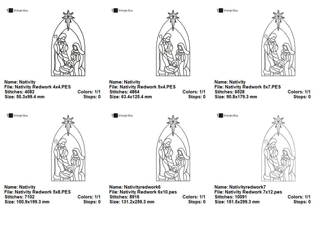 Matriz de Bordado Presépio da Luz Divina - Ponto Redwork