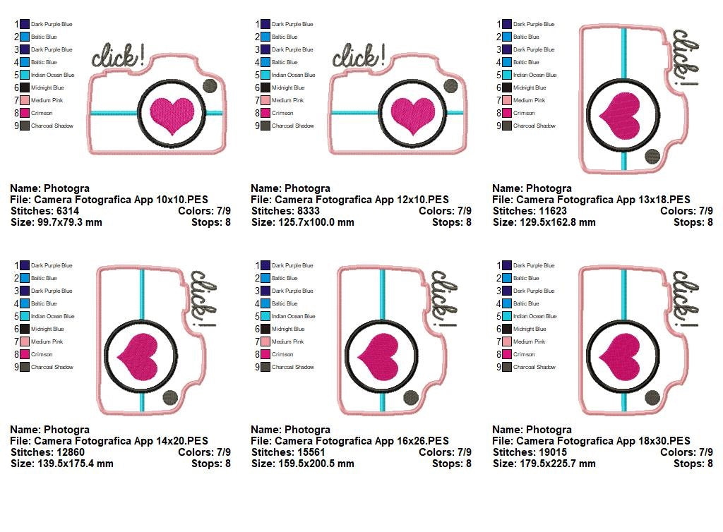 Matriz de Bordado Câmera “Click!” – Aplique