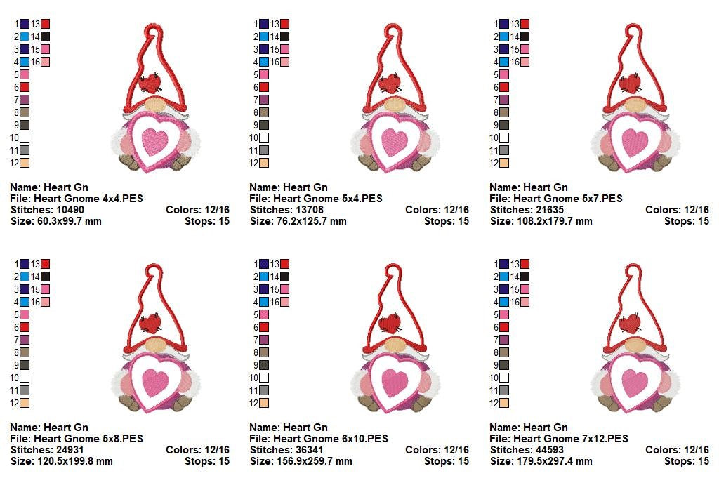 Matriz de Bordado Gnomo com Coração Apaixonado – Aplique