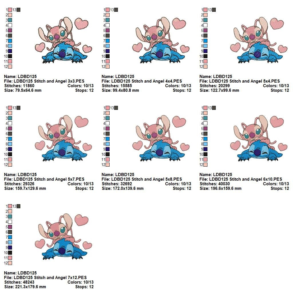 Matriz de Bordado Lilo e Stitch Apaixonados – Ponto Cheio