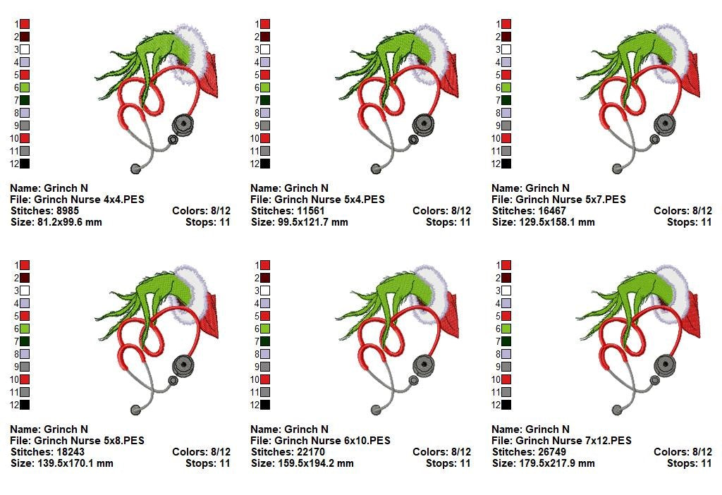Matriz de Bordado Mão do Grinch com Estetoscópio – Ponto Cheio