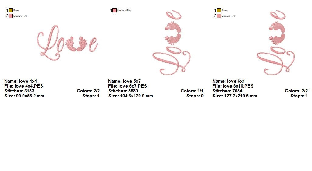 Matriz de Bordado Palavra Love com Pézinhos – Ponto Cheio