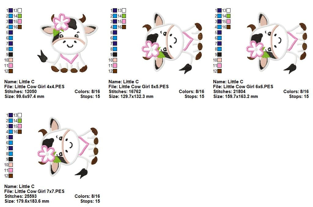 Matriz de Bordado Vaquinha Fofa – Aplique
