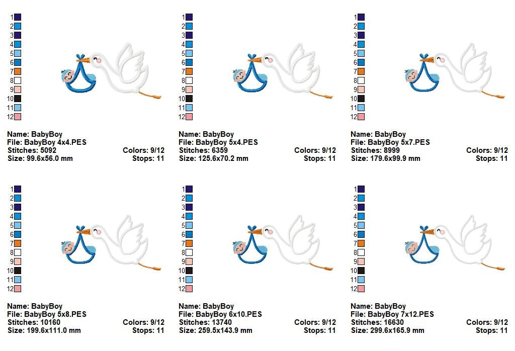 Matriz de Bordado Cegonha Carregando Pacotinho de Amor – Aplique