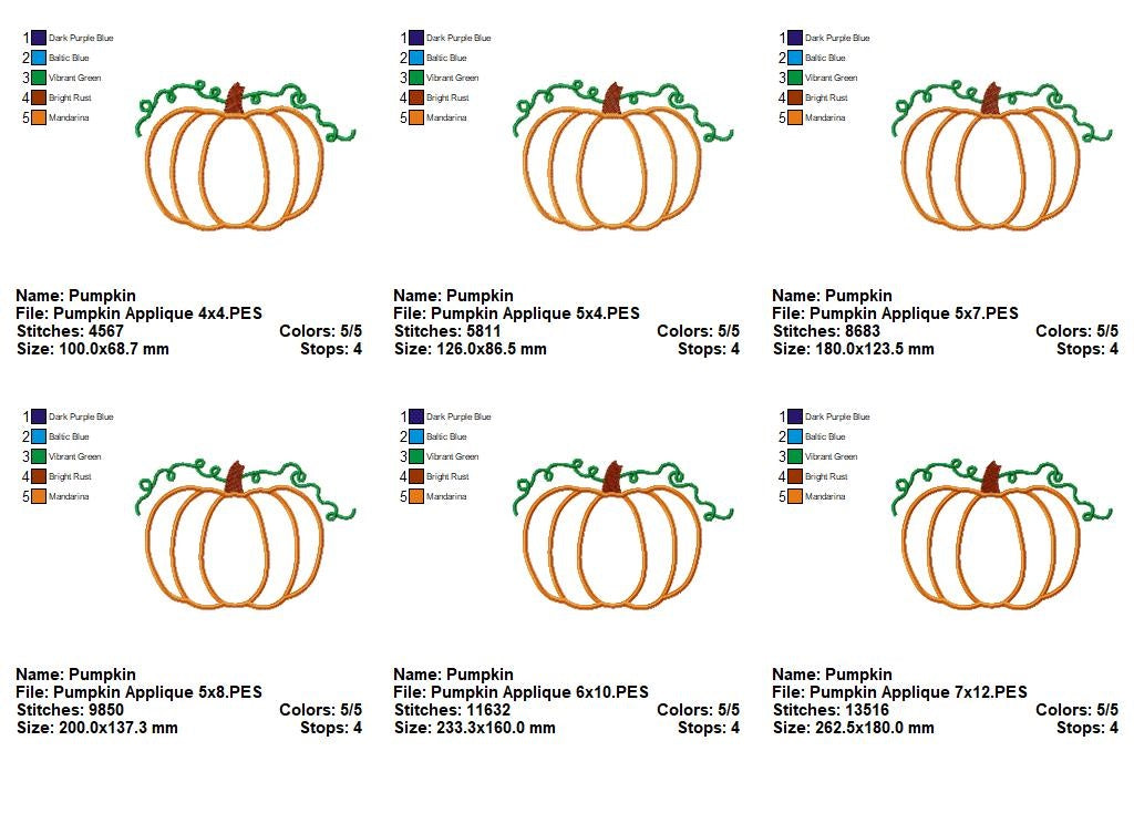 Matriz de Bordado Abóbora Country com Raminhos – Aplique