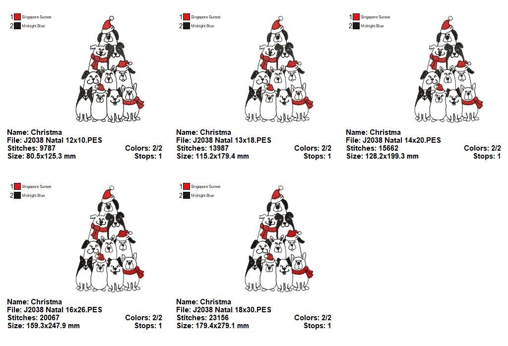 Matriz de Bordado Natal dos Cachorrinhos – Redwork