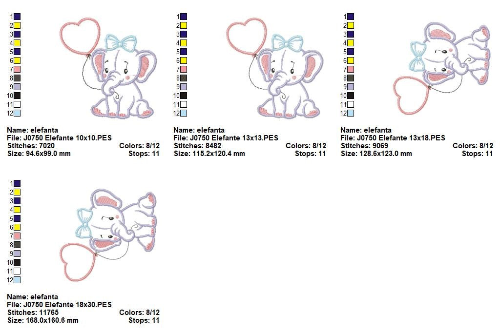 Matriz de Bordado Elefantinha com Balão – Aplique