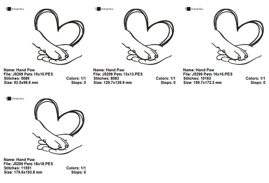 Matriz de Bordado Patinha & Mão com Coração – Ponto Satim