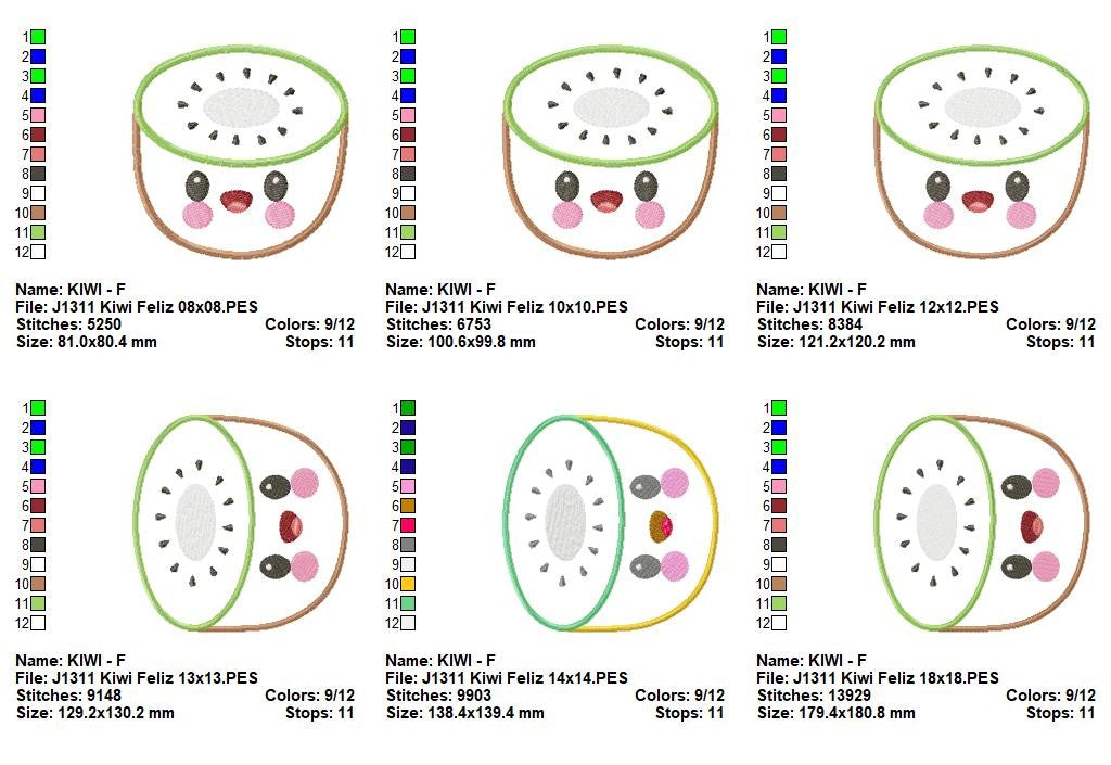 Matriz de Bordado Carinha de Kiwi Kawaii – Aplique