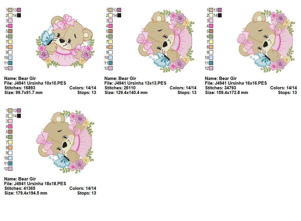Matriz de Bordado Ursinha Encantadora no Jardim – Ponto Cheio
