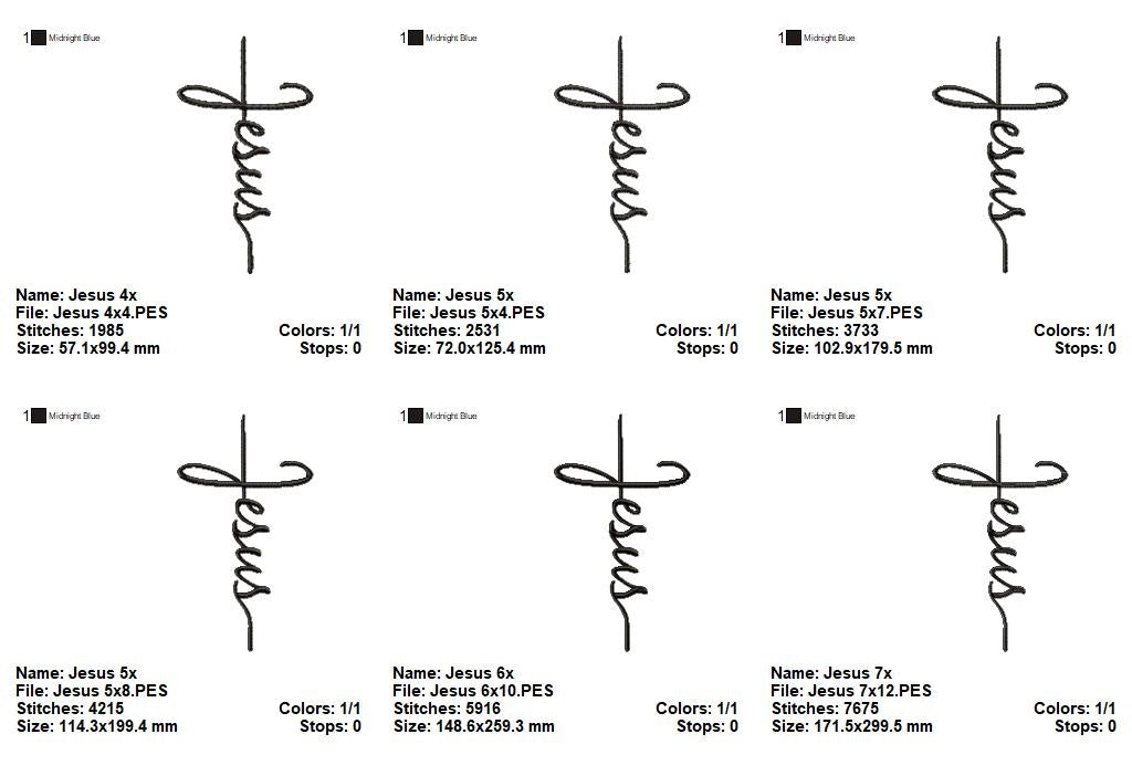 Matriz de Bordado Fé em Jesus com Design Minimalista – Ponto Satin