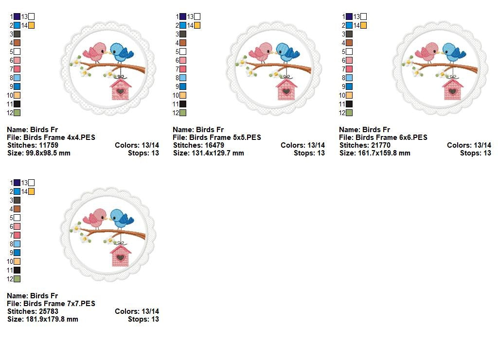 Matriz de Bordado Casal de Passarinhos Fofos – Aplique