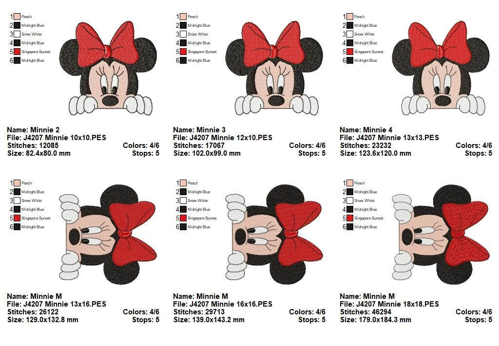 Matriz de Bordado Minnie Curiosa Espiando – Ponto Cheio