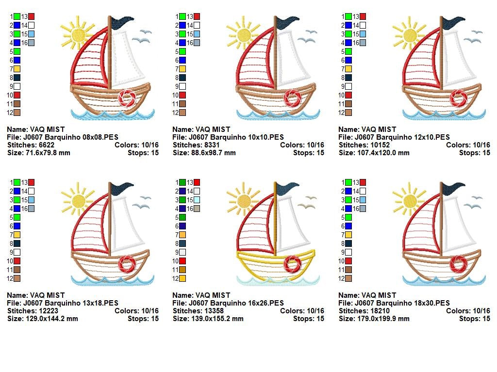 Matriz de Bordado Barquinho ao Vento – Aplique