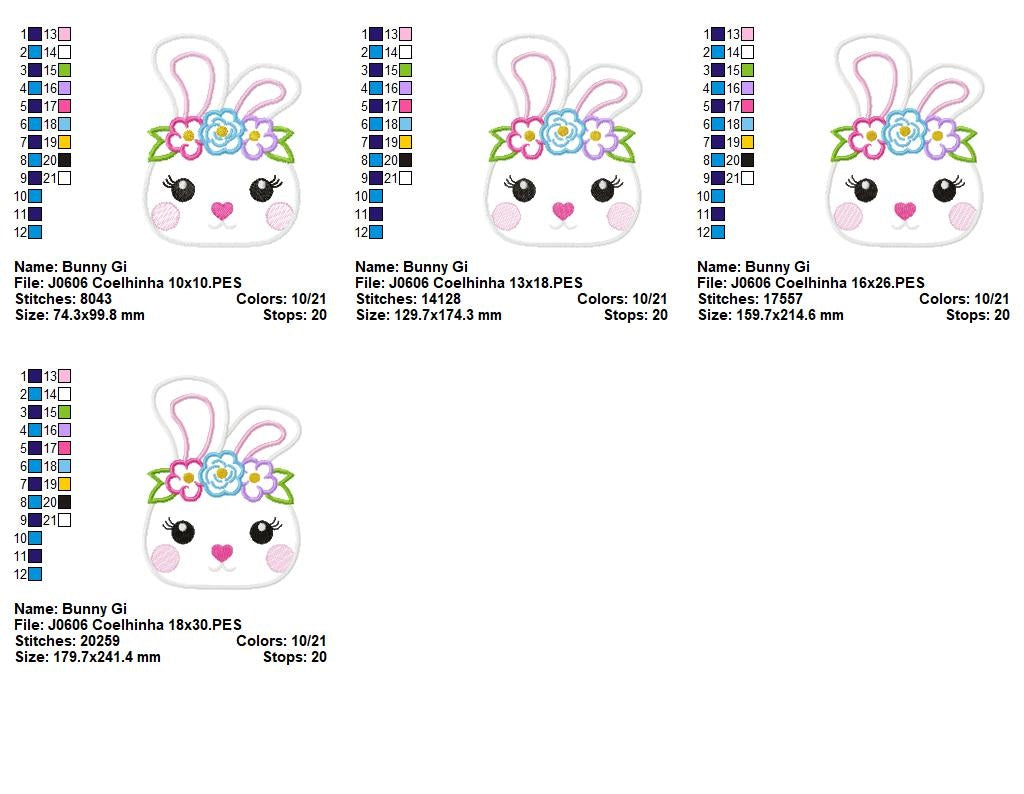 Matriz de Bordado Coelhinha com Flores – Aplique