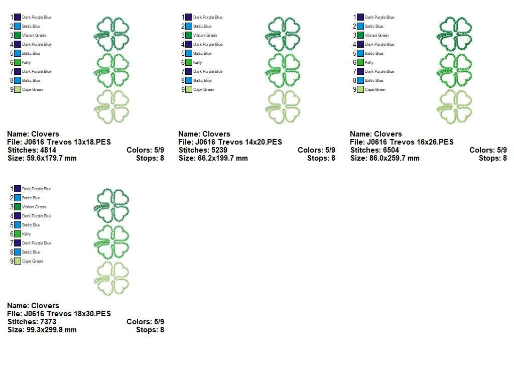 Matriz de Bordado Trevos da Sorte Trio – Aplique Zigzag