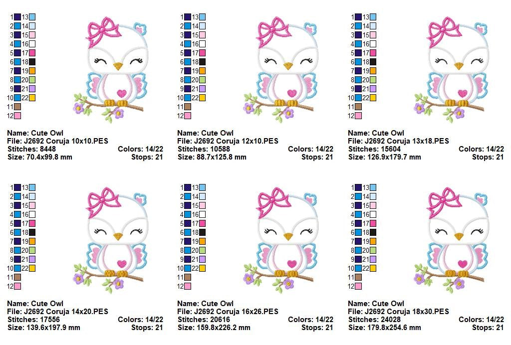 Matriz de Bordado Corujinha Fofinha - Aplique